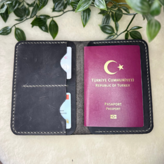 Plethora Pasaport Wallet / Gri Crazy Leather
