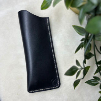 Cushy Sunglesses Case / Siyah Vegetal Leather