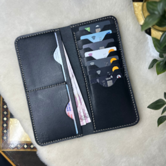 Lithe Long Wallet / Siyah Vegetal Leather