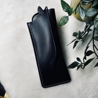Cushy Sunglesses Case / Siyah Vegetal Leather