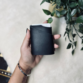 Motley Card Holder / Siyah Vegetal Leather