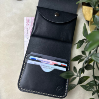 Matryoshka Wallet / Siyah Vegetal Leather