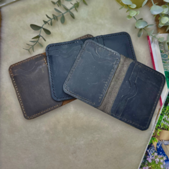 Virile Card Wallet / Gri Crazy Leather