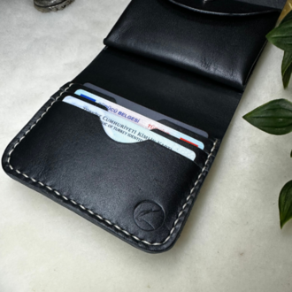 Matryoshka Wallet / Siyah Vegetal Leather
