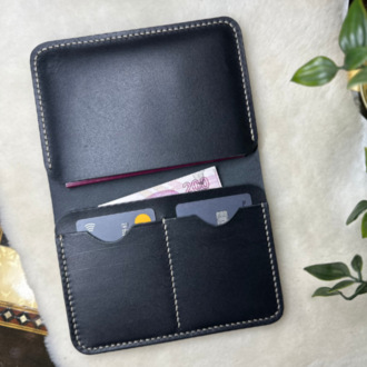 Plethora Pasaport Wallet / Siyah Vegetal Leather