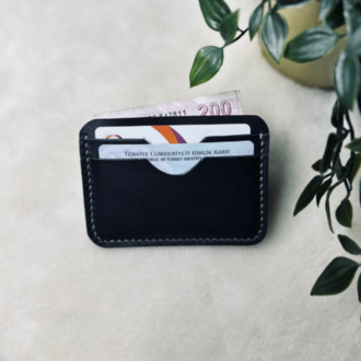 Clove Card Holder / Siyah Vegetal Leather 