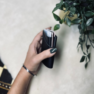 Motley Card Holder / Siyah Vegetal Leather