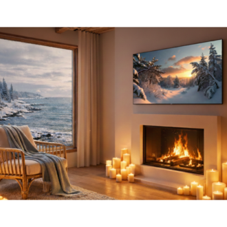 Frame TV Art Winter Landscape | Snowy Pine Forest at Sunset | 4K Digital Download