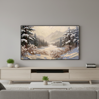 Winter Landscape Frame TV Art - Minimalist Oil Painting Digital Download