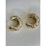 Gold Taşlı Hoop Küpe 