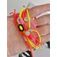 Neon Sarı Yuvarlak Taşlı Kolye 