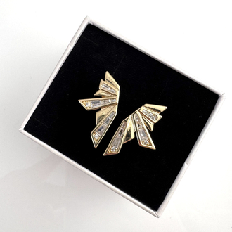 Gold Kesme Taş Detay Kelebek Yüzük