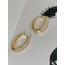 Gold Oval Full Zirkon Halka Küpe 
