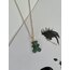 Gold Yeşil  Zirkon Taş Teddy Kolye 