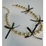 Gold Siyah Fiyonklu Top Choker Kolye 