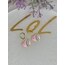 Toz Pembe Soft Çizgili Kalp Küpe