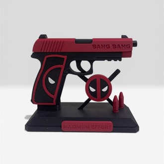 Deadpool Temalı Dekoratif Silah Figür – Koleksiyonluk Masa Aksesuarı