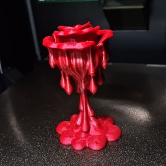 Damla Efektli Kırmızı Gül Dekoratif Obje – 3D Baskı Modern Tasarım