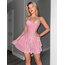 Parlak Simli Pembe Fırfırlı Sexy Elbise