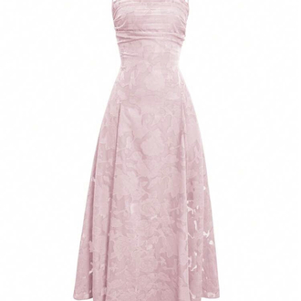 Elegant Lace Up Waist Backless Uzun Elbise - Pembe