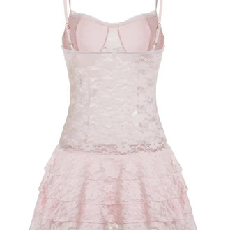 Coquette Sleeve Askılı Pembe Elbise