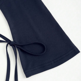 Sleeve Pleads Casual Elbise -Lacivert