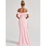 Elegant Strapless Yırtmaçlı Uzun Elbise - Pembe 