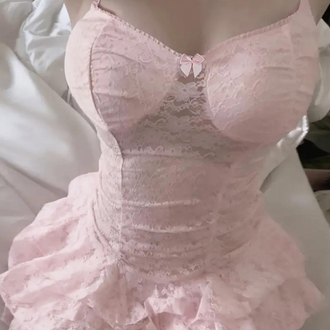Coquette Sleeve Askılı Pembe Elbise