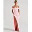 Elegant Strapless Yırtmaçlı Uzun Elbise - Pembe 