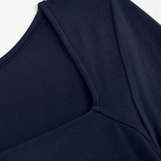 Sleeve Pleads Casual Elbise -Lacivert