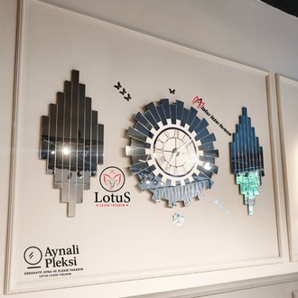 Piyano Model 3’lü Duvar Saati Seti Gümüş Beyaz Roma Rakamlı