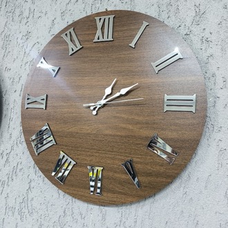 Walnut Silver Roman –Ceviz & Gümüş Aynalı Roma Rakamlı Duvar Saati 40x40 cm
