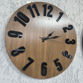 Walnut Black – Ceviz Siyah Aynalı Duvar Saati 40x40 cm, 3D Kabartmalı