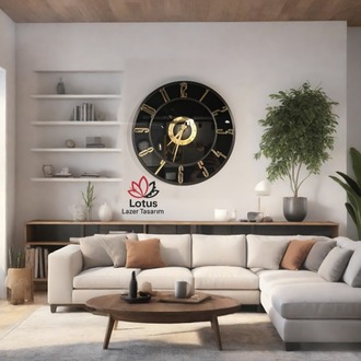 Dekoratif Duvar Saati – Modern Siyah Gold Türkçe Rakamlı 50 / 60 / 70/ cm