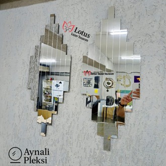 2’li Modern Silver Reflection Set Aynalı Pleksi Duvar Tablosu