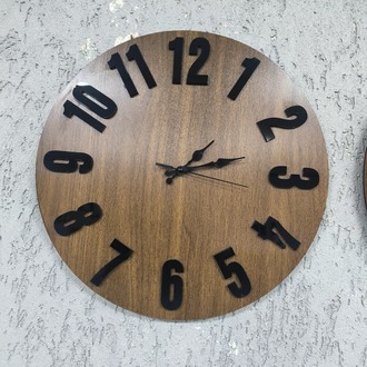 Walnut Black – Ceviz Siyah Aynalı Duvar Saati 40x40 cm, 3D Kabartmalı