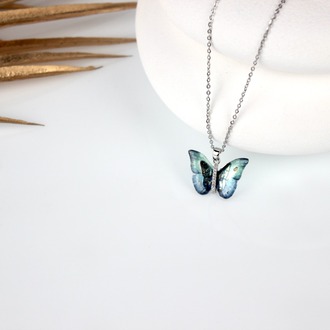 Blue Butterfly St. Necklace
