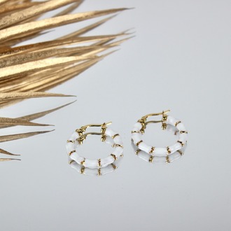 White Circle Steel Earring