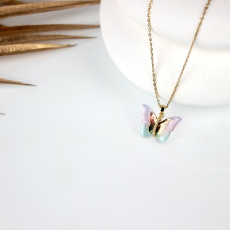 Pink Butterfly St Necklace
