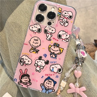 snoopy Karakter Desenli İphone Kılıf + Charm