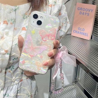 Kelebek Desenli Hologram Kılıf + Charm ip 12/12 Pro