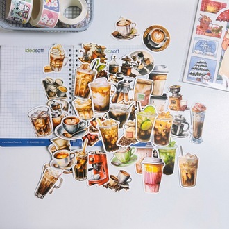 50 Desen Original Kahve Severler Su Geçirmez Stickers