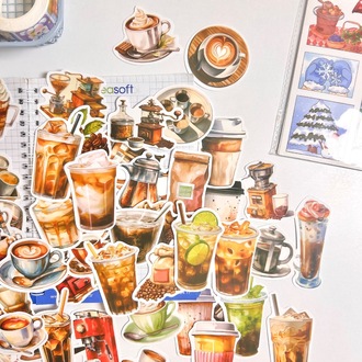 50 Desen Original Kahve Severler Su Geçirmez Stickers