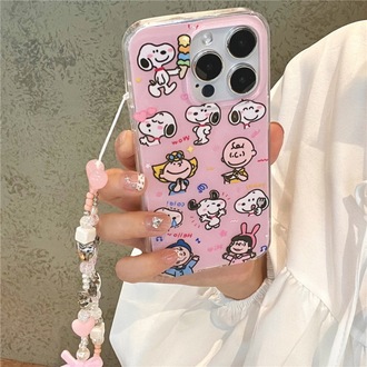 snoopy Karakter Desenli İphone Kılıf + Charm