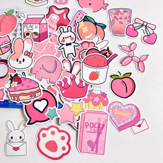 50 Desen Yeni Tasarım Pembe Kız Karikatür Su Geçirmez Stickers