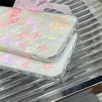 Kelebek Desenli Hologram Kılıf + Charm ip 12/12 Pro