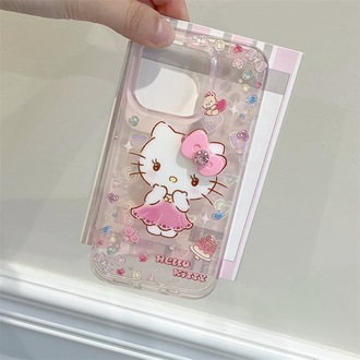 3D Hello kitty Holografik Kılıf + Charm
