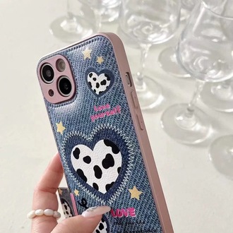 Kovboy Desenli İnek Figürlü Kalpli iPhone 14 PM için