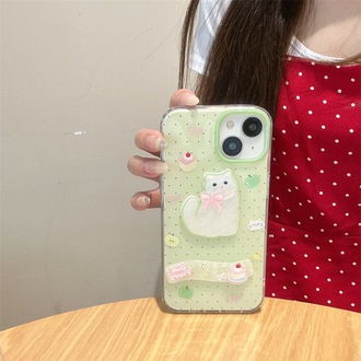 Şık ve Sevimli 3D Kedi Karakterli iPhone 15 Pro Max / 14/13/12 Telefon Kılıfı