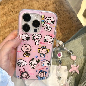 snoopy Karakter Desenli İphone Kılıf + Charm